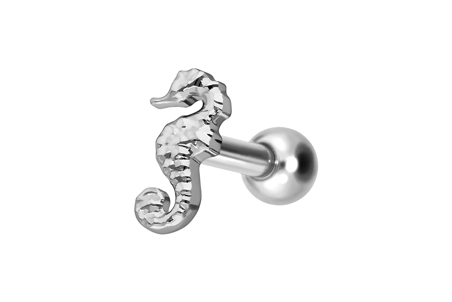 Titan Ohrpiercing mit Innengewinde SEEPFERDCHEN